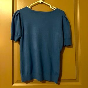 Blue Soft knit, short sleeve sweater